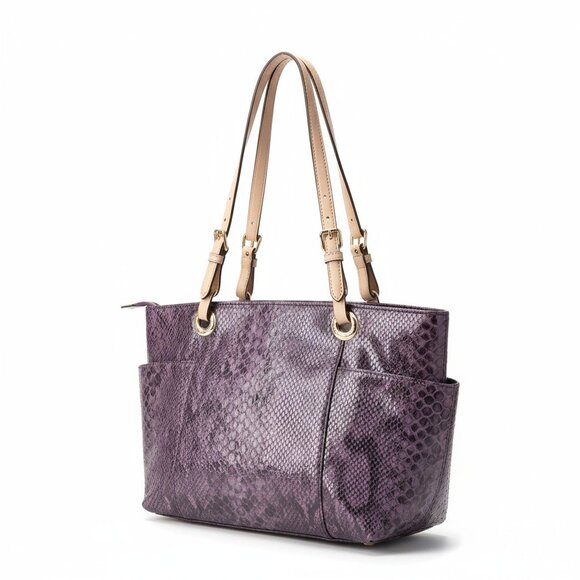 Michael Kors Jet Set Tote Purple Snake Embossed Shoulder Bag Very  Clean - Picture 1 of 12